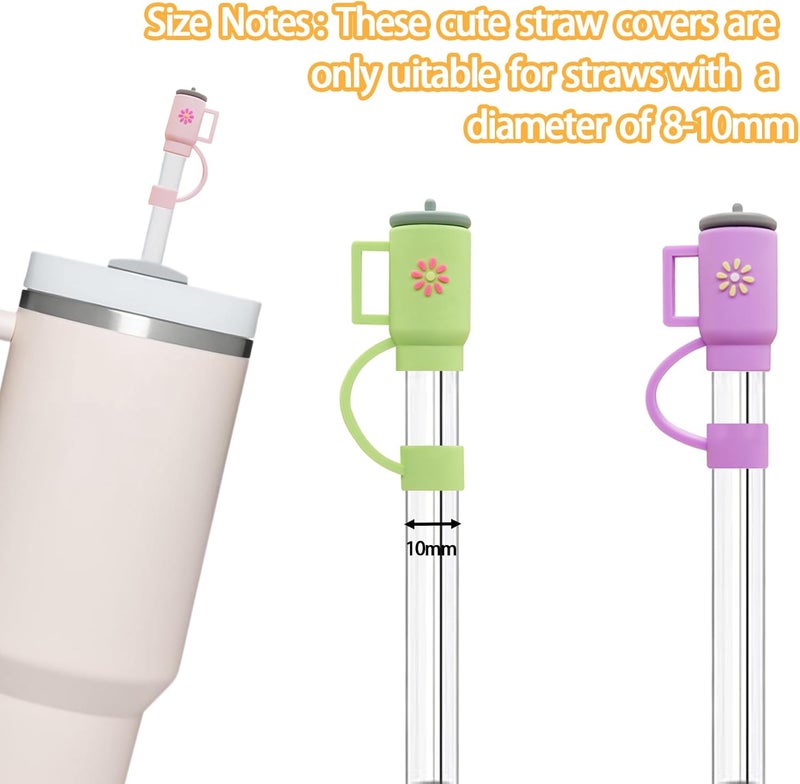 LDKEKDF 9P Straw Cover for Stanley Cup, Silicone Straw Topper for Stanley Cup 30&40oz with Tumblers, 10mm 0.4in Lid Accessories (Reusable) - Image 2